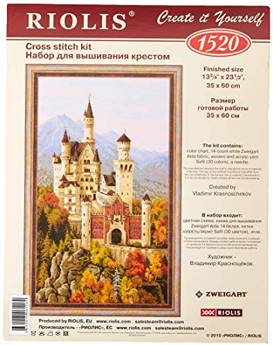 Riolis Neuschwanstein Castle Cross Stitch Kit, 13.75x23.5 14 Count