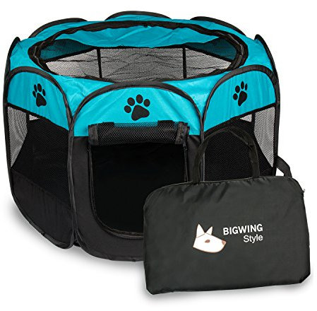 BIGWING Style Welpenlaufstall/Tierlaufstall/Hundehütte/Welpenauslauf/Laufstall für Hunde/Katzenhaus/Wasserdichtes Zelt für Kleintiere wie Hunde, Katzen Größe M/L
