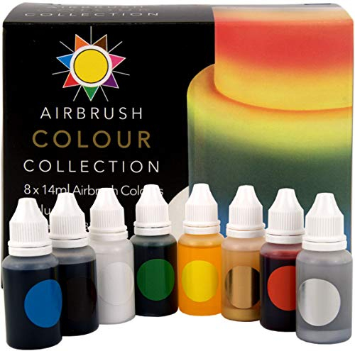 Sugarflair Airbrush Colouring Lebensmittelfarben Set Collection Set/8 - Essbare Lebensmittel Farbe Flüssig, Airbrush-Farbe für Kuchen, Cupcakes, Zuckerguss und Kuchendekorationen - 8 x 14ml