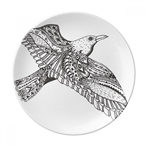 DIYthinker Peinture Oiseaux Volant Loyal Fierce Porcelaine décorative Assiette à Dessert 8 Pouces Dîner Accueil Cadeau 21cm diamètre Multicolor