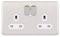 Schneider Electric Lisse Screwless Deco 2G 13A Sw Socket WSS, Stainless Steel/White, 2 Gangs