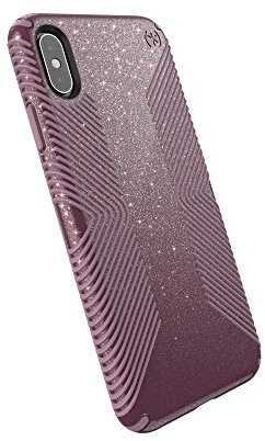 Speck Products Presidio Grip + Glitter iPhone Xs Max Case, Starlit Purple with Gold Glitter/Cattleya Pink (117107-7574)