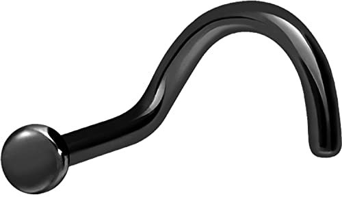 PIERCINGLINE Nasenpiercing Chirurgenstahl Platte Spiral Nasenstecker Piercing Stecker Schwarz