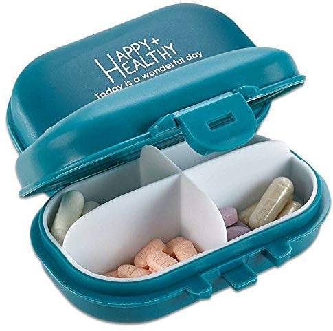 Täglicher Pillendosierer - (2er Pack) Kleiner AM PM Pillendosierer - Süßer 4 Fach Pillen Organizer 2 mal täglich Hüllenbox
