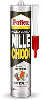 Pattex Mille Chiodi Crystal Adesivo Sigillante Ottimale per Vetri e Specchi, Adesivo di Montaggio di Qualità, Colla Potente per Molti Materiali, 1 Cartuccia da 290 g