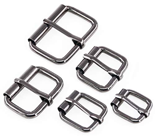 Swpeet 50 Stück Metall-Rollschnallen-Ring-Sortiment in 5 Größen: 1/2, 3/4, 2,5 cm, 5/4, 5/8 Zoll - Mehrzweck für Hardware, Gürtel, Taschen - Gun-Black