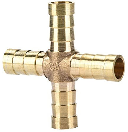 5 Stücke Messing Kreuz 4 Way Schlauchverbinder Kreuz Armaturen Stacheldrahtverbinder Luft Wasser Öl Gas Kraftstoff 6/8/10 / 12mm für Schlauchverbindung(10mm)