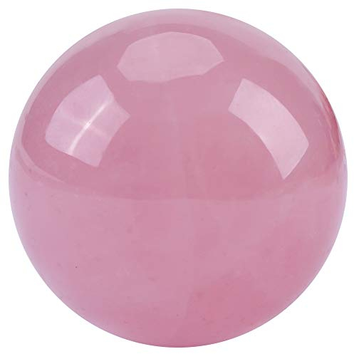 Hztyyier 25 mm, Esfera de Cuarzo Rosa Artesanal para meditación y Equilibrio en Yoga, Reiki y sanación