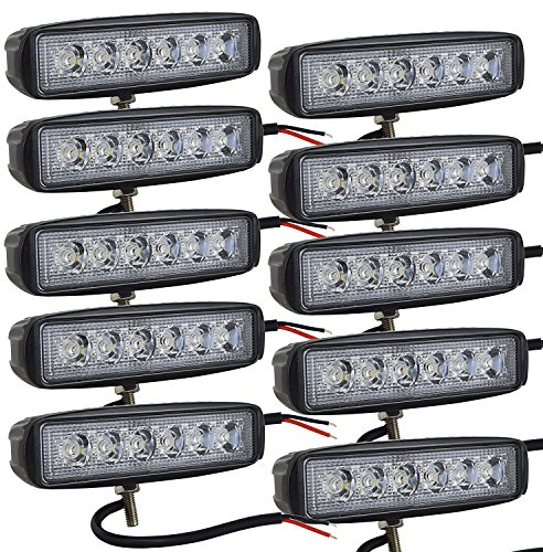 AUXTINGS 10 Stücke 4 Zoll 10 cm 18W Mini dünn LED Arbeitsscheinwerfer Flutlicht Leuchtfleck Beam LED Pods 12V 24V Zusatzscheinwerfer Offroad Nebel Lampen für LKW Traktorboot 4x4 Auto SUV ATV,IP66
