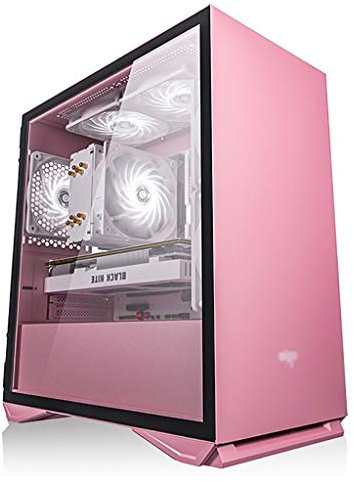 Gaming Case,Mid-Tower PC Gaming Case M-ATX/ITX - Front I/O USB 3.0 Port - Tempered Glass Side Panel - 5 Fan Position - Water-Cooling Ready (Color : Pink)