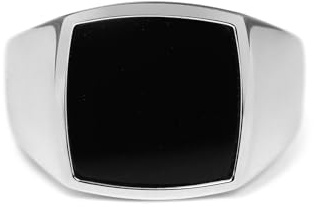 Herren Ring Siegelring mit Onyx Stein schwarz 925 Silber massiv quadratisch eckig poliert glänzend | Männer-Schmuck aus Deutschland mit Geschenkbox (54)