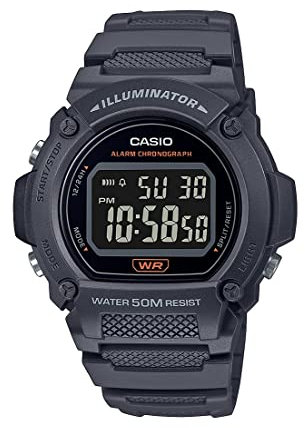 Casio Quartz Fitness Watch with Resin Strap, Gray, 25.5 (Model: W-219H-8BVCF), Gray, Sport
