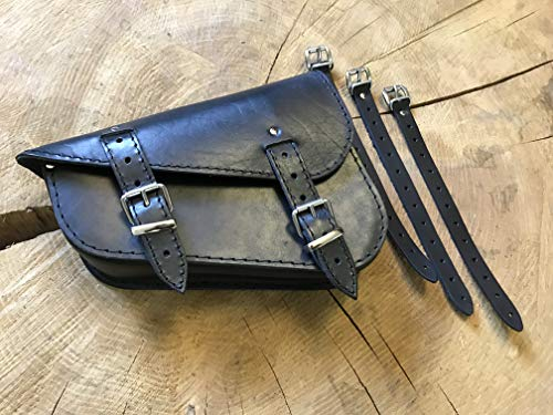 ORLETANOS Medusa Black Borsa laterale compatibile con Harley Davidson Sportster Sporty 1200 883 48 Borsa da sella in pelle senza supporto