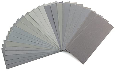 Lot de 36 papiers abrasifs étanches à sec (120 à 3000) en carbure de silicium assortis, papier abrasif fin pour meubles en bois, murs, métal, finition automobile (22,9 x 9,1 cm)