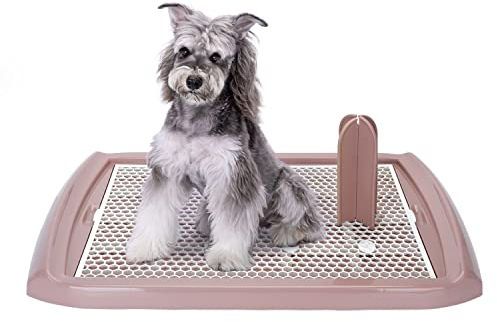 Nobleza - Bandeja de Entrenamiento WC para Perros, Soporte para Almohadilla para Mascotas, Inodoro de Plástico con Poste Extraíble para Perros y Gatos, Color Marrón, Talla L, (70,5 * 46,5) cm