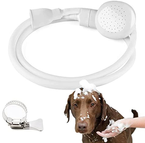 Vasana 1PCS Portable Handheld Shower Hose Pet Shower Sprayer for Bathtub Faucet Hose Connector Tap Faucet Spray for Pets Shower Hair Washing Rinsing Vegetables, White (UKZ16435)
