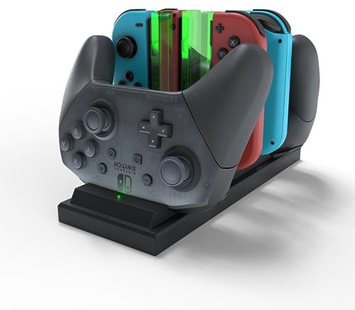 Hawksbill Charging Dock for Nintendo Switch, 6 in 1 Charging Station for Nintendo Switch Pro Controllers and Joy-Con Controllers