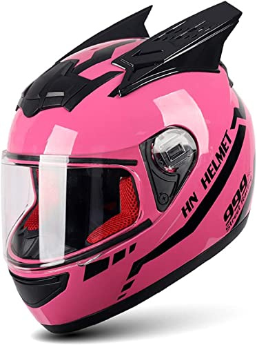 Casco Moto off-Road per Casco Modulare Integrale Certificato DOT - Moto Ciclomotore Street Bike Motocross Racing Flip Up Casco per Adulti, Giovani Uomini e Donne - Rosa D,S