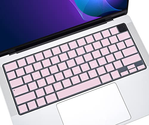 Funda para teclado para Apple MacBook Pro 2021 de 14 pulgadas A2442/MacBook Pro de 16 pulgadas A2485 con M1 Pro/Max, MacBook Pro 14 16 2021 Accesorios para protector de teclado, color rosa