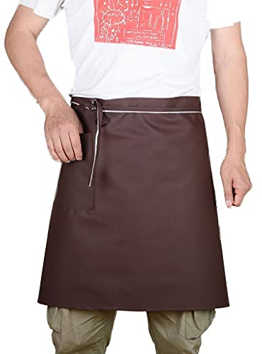 YKHB Delantal Delantal de Cuero Medio Longitud Delantal de los Hombres 4 Paquete Bib Ajustable Delantales Barbacoa Cocina Cocina Chef for Hombres Papá Fijó Regalos Fácil de Limpiar