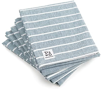DaWo 5er-Set Geschirrtücher/Küchentücher aus 100% Baumwolle mit Aufhänger | Öko-Tex Standard | weitere Farben erhältlich | 50x70 cm | stark mit 200g/m2 (Petrol (Streifen positiv))