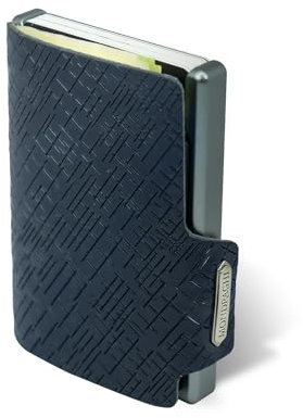 Mondraghi Miniwallet in Vera Pelle Leggero e Tascabile. Portafoglio Slim per Carte di Credito Banconote Tessere e Documenti Modello Basic Outlet Blu per Uomo e Donna