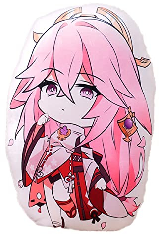 Sonsoke Anime Figur Plüschkissen Manga Merch Cosplay Plüschtier Wurfkissen für Halloween-Dekorationen, Geburtstagsspielzeug, 45 cm (Yae Miko)