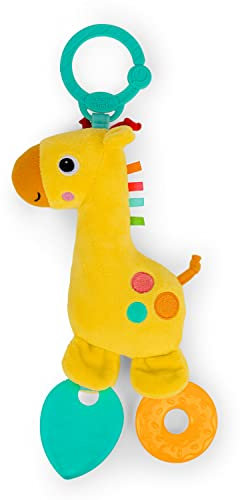Bright Starts Safari Plüschgiraffe, 2-in-1-Rassel und BPA-freie Beißringen, für Neugeborene und älter