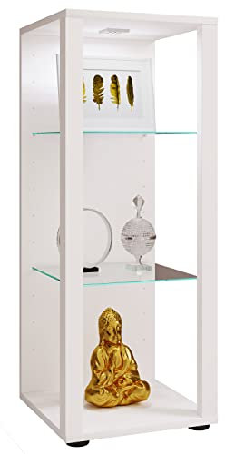 VCM Glasvitrine stehend | Vitrine Glas mit ESG-Sicherheitsglas | Maße ca. H. 90 x B. 35 x T. 35 cm | Standvitrine Glas | Modern und platzsparend | Glas Vitrinenschrank – Glasol M