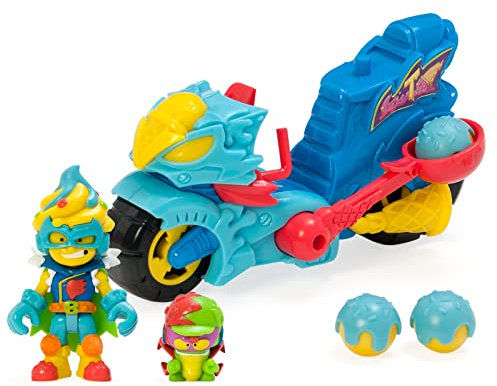 SUPERTHINGS RIVALS OF KABOOM Turbo Ice Motorrad mit Katapult zum Werfen von Eisbällen, inkl. 1 Kazoom Kid und 1 SuperThing