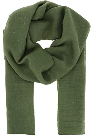 Foulard Donna Paillettes 20% Cotone 80% Viscosa Verde militare - Maxi Sciarpa Morbida Lunga Rettangolare 180cm x 70cm - Sciarpa originale Colorata e Glitterata Moderna - Stola Matrimonio