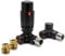 Thermostatic TRV Corner Black Radiator Valves 1/2 x 15mm with Brass Radiator Reducer Compression Valve - 15mm to 10mm