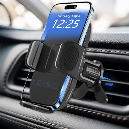 TAPMEI Phone Holder for Car Vent [2026 Upgraded Clip] Cell Phone Mount Hands Free Cradle Air Vent for iPhone 17 16 Pro Max and Universal Smartphone (Black)