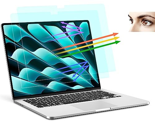 PYS Anti luz azul protector de pantalla para MacBook Air 15 (2023 M2) 15.3 Laotop 16:10 protección ocular antirreflejo filtro de pantalla 2 paquetes