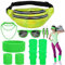 Fanshiontide 80er Jahre Outfit Damen Grün Set Enthalten Ohrring Halskette Bauchtasche Stirnband Armband Sonnenbrille Beinlinge 80er Jahre Kleidung Kostüm Neon Accessoires für Karneval Thema Party