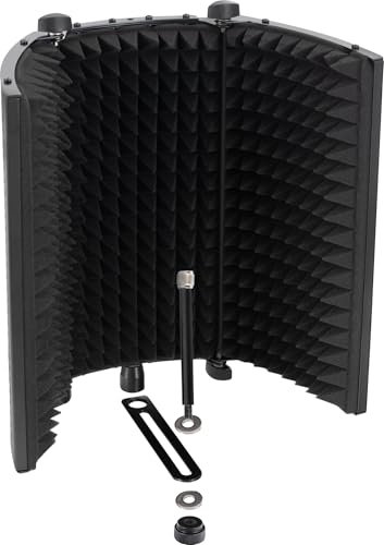 Pronomic MP-80F Micscreen Schwarz - Portabler Mikrofonabsorber & Diffusor, klappbar - Akustikschirm ideal für Podcast, Studio, Sprachaufnahme & Streaming - Kompatibel mit 5/8 Mikrofonstativen