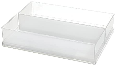 Raaco Einsatzkasten 55 2xA7-2, Tablett mit 2 Einsätzen, Transparenter Sortierkasten für Kleinteile, Sortierboxen, Schubladen & Kleinteileaufbewahrung, Leicht zu Reinigen, 16 x 22 x 4,7 cm