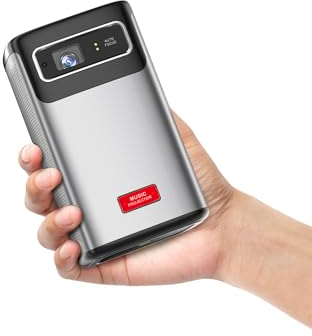Mini DLP Projector 200 ANSI HD Video/Android 9.0 2GB + 32GB/Touchpad/TOF Autofocus/Wired and Wireless Same Screen/3D DLP /8000mAh Battery/Built-in 10W Speaker/Built-in App Store/storage box