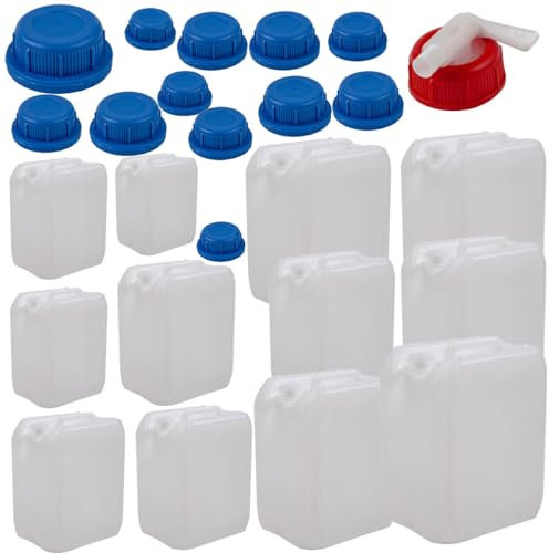 LudwigLacke 1 bidon de 10 litres PEHD naturel vide avec bouchon à vis et 1 robinet DIN45 (1)