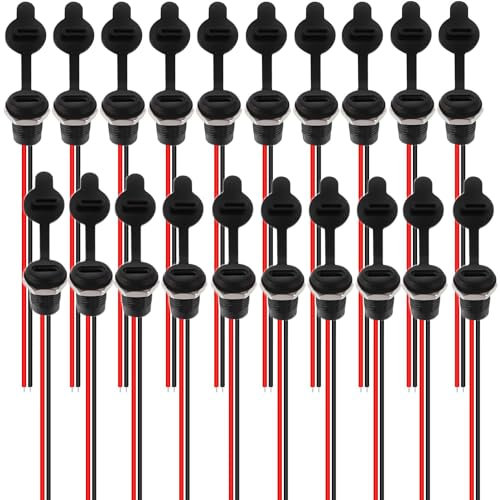 RUNCCI-YUN 20Pcs Wasserdichte USB-C buchse 2-Draht einbau Typ-C-Buchse,USB-C-Buchse für Panelmontage-mit Muttern-Sicherungsplatte Staubkappe