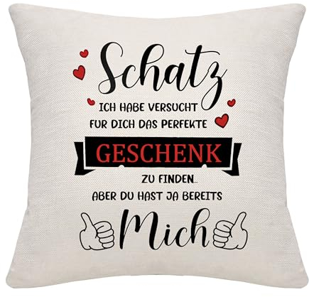 Bommex Schatz ich Habe versucht Finden Aber Du hast ja bereits Mich Kissenbezug für Freundin Freund Frau Ehemann Valentinstag Geburtstag (Stil-6)