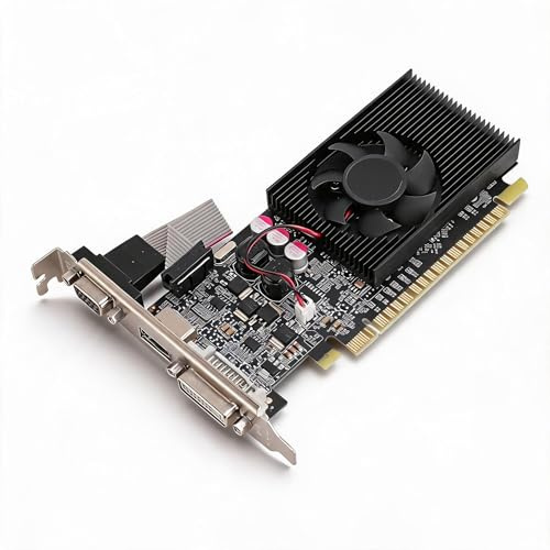 Zunate Scheda grafica GT210, Schede grafiche GPU DDR3 da 1 GB DDR3 64BIT, Scheda video desktop 2560X1600 per ufficio e giochi, uscita DVI VGA HDMI, PCI Express con ventole