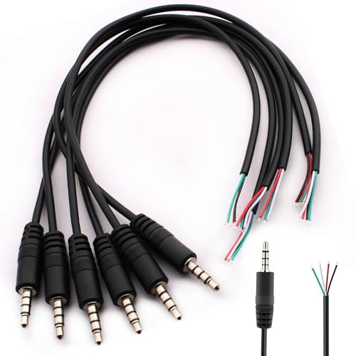 RUNCCI-YUN 6Pcs clavija jack 3.5mm,Cable de Audio Conector 3.5mm,Conector TRRS Macho 4Polos conectores 3.5mm para soldar mini jack estereo para Reparar y reemplazar Auriculares estéreo DIY