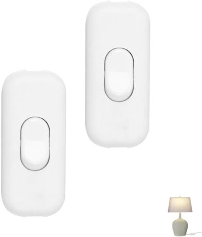 EASONGEE 2pcs Inline Light Switch, Double Pole Switching 250V 6A, Inline Cord Switch Torpedo Switch Rocker Switch In Line Lamp Switch For Desk Lamp Table Light Floor Lamp Bulb Switch Small Appliance