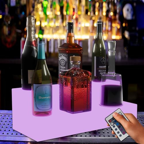 LED Bar Shelves for Liquor Bottles - Unique Transparent Light Up Liquor Bar for Home - Alcohol Bar Shelf Stand for Liquor - Mini Liquor Bottle Display Shelf - LED Bar Display Shelves For Liquor