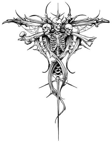 2 pcs Kreuz-Schädel-Kräuter-Tattoo-Aufkleber Wasserfest Langlebig Ganzer Rücken Personalisierbar Herrschsüchtig Semi-Permanente Simulations-Tätowierung