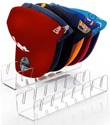 TKODNYD Cap Stand für Baseball Caps, 2 Pcs No Installieren Acryl Hut Organizer für 14 Baseball Caps, Baseball Kappen Halterung, Cap Halter für Baseball Caps Display und Organizer für Kamera