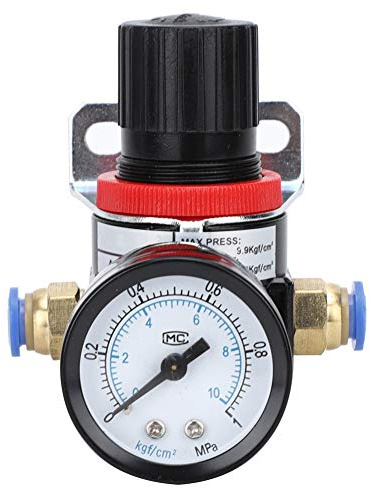 Joyzan Adjustable Pressure Reducing Valve, Suit for 8mm Outer Diameter Pipe | Air Reducer Valve Water Regulator Gauge Valves Compressor Bracket Compression Copper Piping Rear Entry Female Pipes Manometer