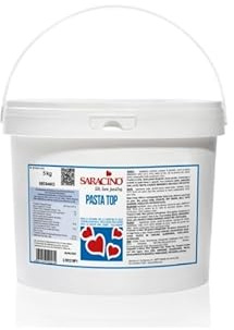 Saracino Pasta di Zucchero TOP Bianca per Copertura, 5 kg Senza Olio di Palma, Grassi Idrogenati e Addensanti Artificiali, Aromatizzata alla Vaniglia