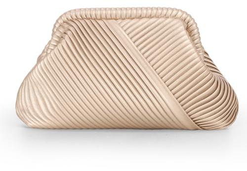 Fecialy Geraffte Clutch Handtasche für Frauen Formelle PU Leder Abendtasche Weiche plissierte Handtaschen mit Kette Crossbody Tasche